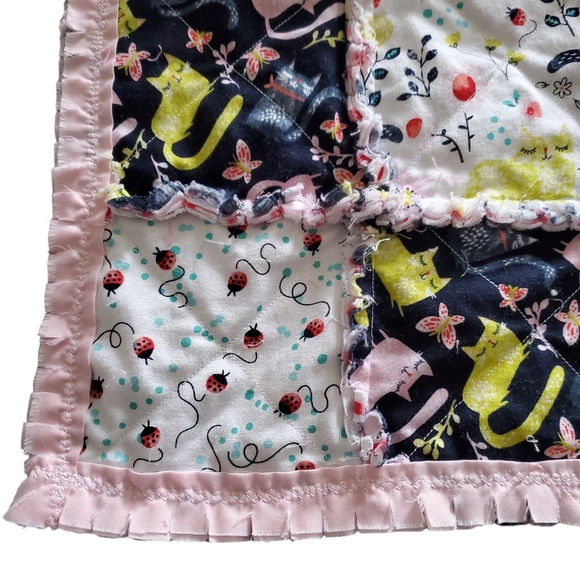 NEW Homemade Newborn Rag Quilt Security Blanket/ Doll Blanket /Pet Blanket - Picture 3 of 13